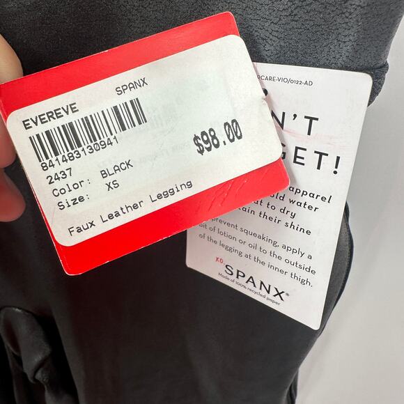 SPANX NWT Faux Leather Leggings in Black // XS - Picture 6 of 8